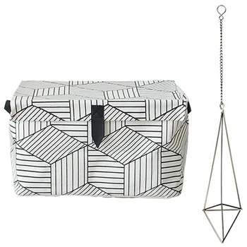 

1 Pcs Hanging Air Plant Holder with Chains & 1pcs Stripe Covered Desk Storage Box Storage Organizer Clothes Storage