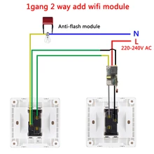 Ewelink módulo wifi sem fio, 2 vias, suporte rf433mhz sem fio neutro, funciona com alexa e google home 220-240v