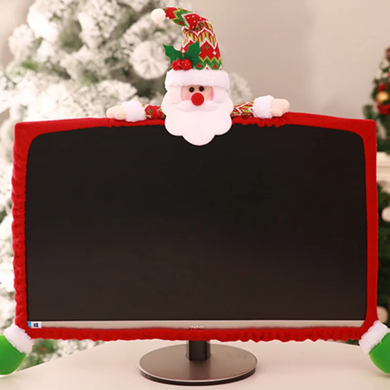 НОВАЯ РОЖДЕСТВЕНСКАЯ крышка компьютерного монитора трехмерная Рождественская Нетканая крышка Рождественское украшение