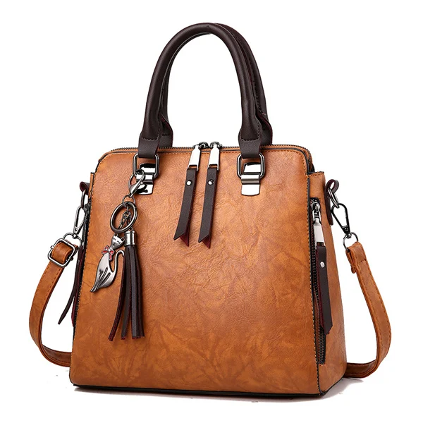 HJPHOEBAG винтажные женские Сумки из искусственной кожи, женские сумки-мессенджеры TotesTassel, дизайнерская сумка через плечо, ручные сумки YC313 - Цвет: Brown