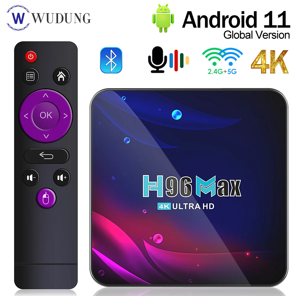 Приставка Смарт-ТВ H96 MAX V11 Android 11 Bluetooth RK3318 Rockchip 2G 5G Wi-Fi Google Play Youtube 4 ГБ 4K HDR |