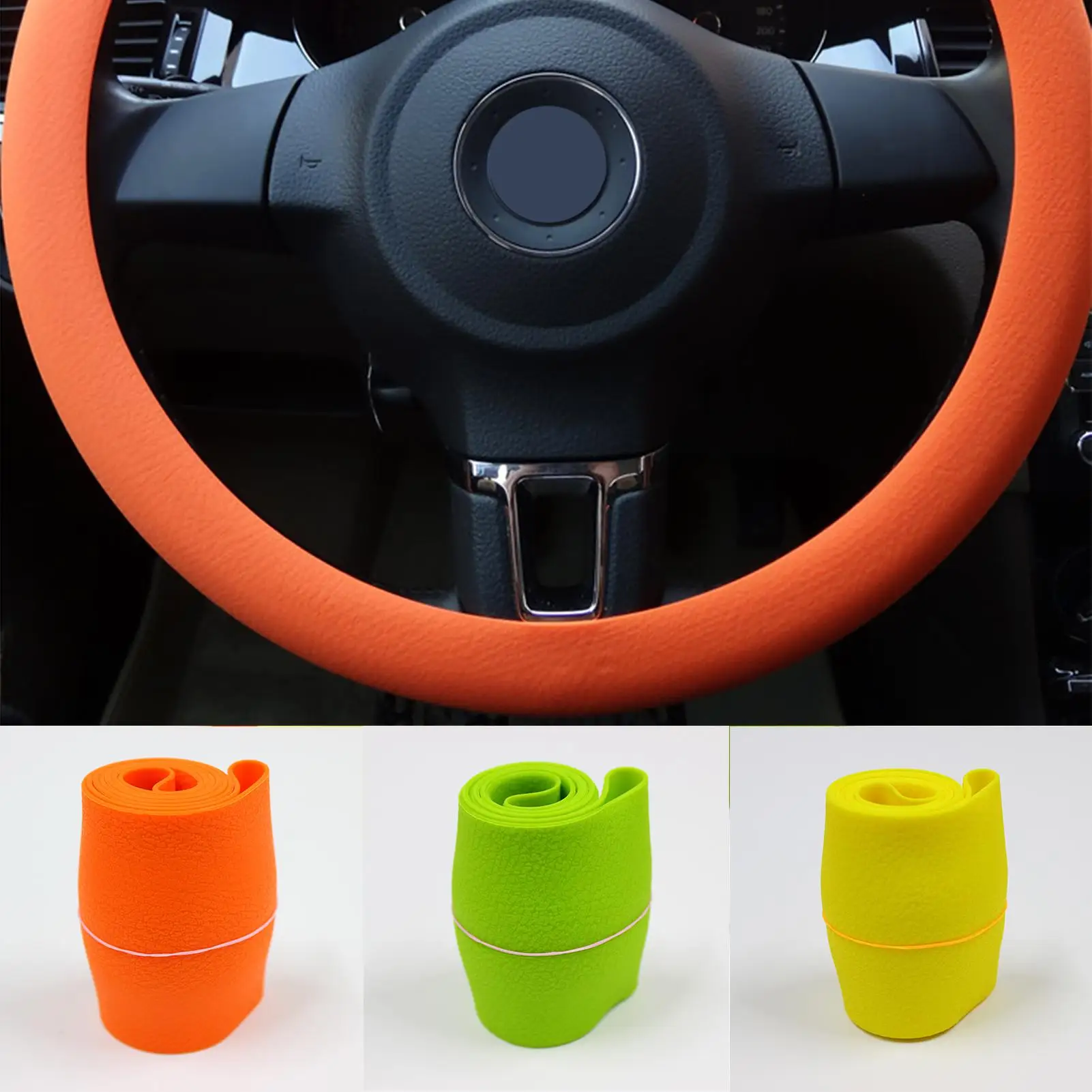 Universal Solid Color Antislip Silicone Car Steering Wheel Protective Cover Steering Covers