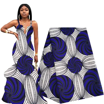 

Newest African Fabric Wax 6 Yards Royal blue Ankara Fabric African Real Wax Print Polyester 2020 Nigerian Fabric for Women Dress