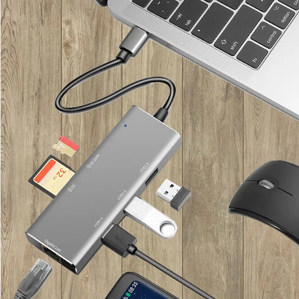 USB хаб 6 в 1 алюминиевый совместимый с 2016 2017 MacBook Pro 13 &quot15" Thunderbolt 3|USB-хабы| |