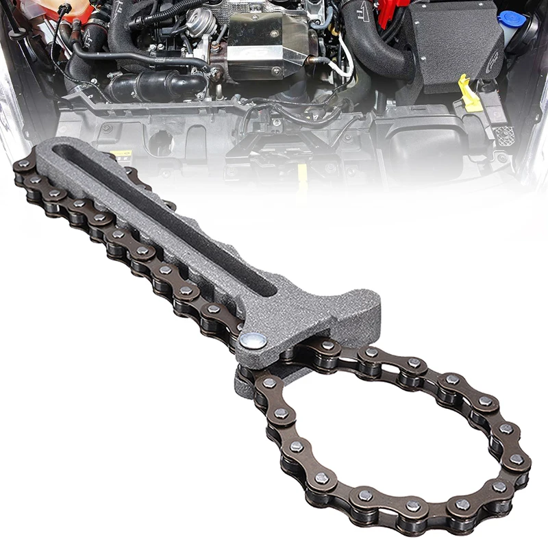 Adjustable 1pcs Car Engine Oil Filter Chain Grip Wrench Spanner Remover Tools Plier Car Oil Filter Chain Grip Key Wrench