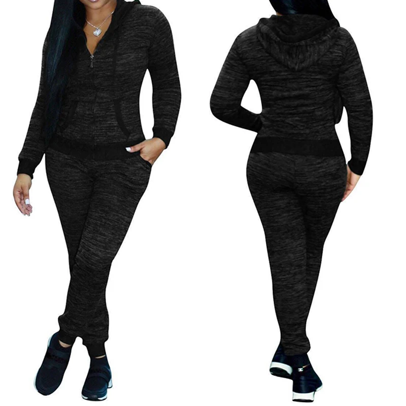 2 Piece Set Woman Hoodies Zipper Sweatshirt Tops And Jogger Pants Women's Sport Suit Set Female Sports Lounge Wear Tracksuit