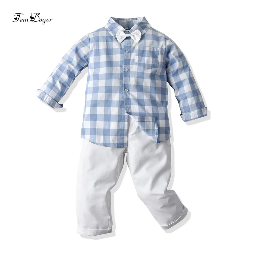 

Tem doger boy clothing sets 2019 autumn kids boys clothes long sleeve pliad shirts+pants 2pcs outfits newborn boy clothing