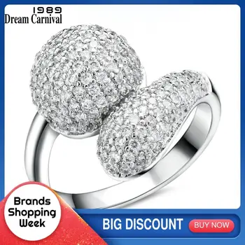 

DreamCarnival 1989 Unique Designed Women Deluxe Party AAA Quality Cubic Zircon Paved Setting Rhodium or Gold-Color Ring SJ09843