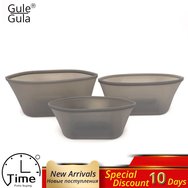 

Kitchen Storage Zip lock Top Containers Reusable Zip Silicone Food Storage Containers Leakproof Zip Containers Fruit Sealed Cup