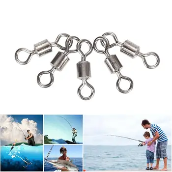 

50pcs Fishing Swivels Rolling Connector High Quality 8 Word Solid Ring Fish Tool Link Fishing Button Sea Fishing Hook Connector
