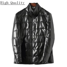 Мужская куртка из натуральной овечьей кожи, осенне-зимний тонкий пуховик, Воротник из меха норки, Chaqueta Cuero Hombre X-259, KJ1442