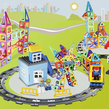 

New Children's Electric Track Car Magnetic Piece Magnetic Stick Toy Diy Magnetic Building Blocks Spell Track Children's Toy Gift