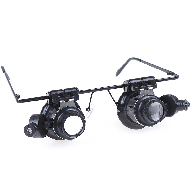 JETTING LED Magnifier Glasses Magnifier 20X Double Eye Jewelery Watch Repair Tools Loupes Eyewear Magnifying Glass Light
