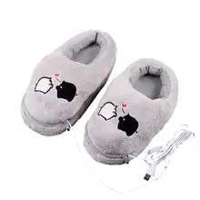 1 Pair Plush USB Foot Warmer Shoes Soft Electric Heating Slipper Cute Piggy Christmas Gift For Girls