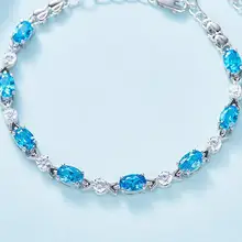 UXN77 браслет с кристаллами 925 серебро Циркон Женская Ручная бижутерия свадебный подарок на день рождения