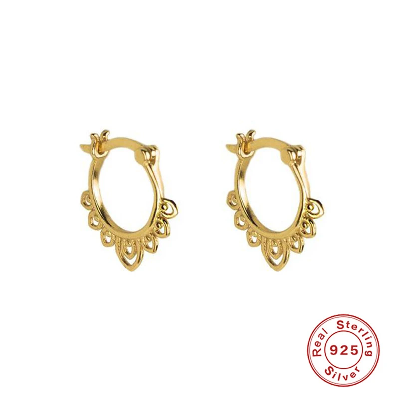 

Fashion Ins Style 925 Sterling Silver Hoop Earrings for Women Personality Hollow Pattern Ladies Circle Earrings Jewelry