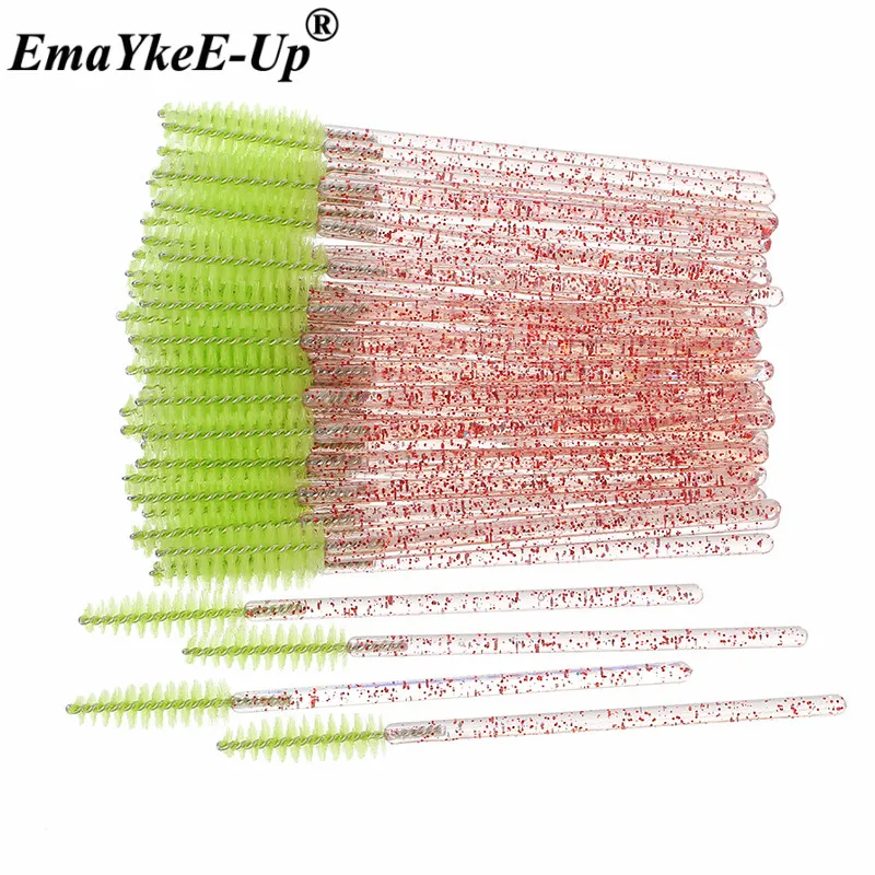 Crystal Pink Green 50 шт Женские Модные кисти для ресниц, одноразовые кисти для макияжа, Хрустальные кисти для бровей/ресниц/туши для ресниц, кисти для ресниц - Цвет: Crystal Pink Green