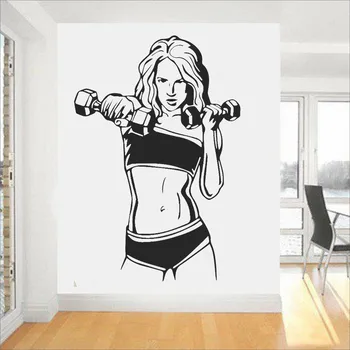 

Wall sticker Female muscles gym sport vinyl Wall Art sticker home decoration Interior removable Art Wall Poster HL212