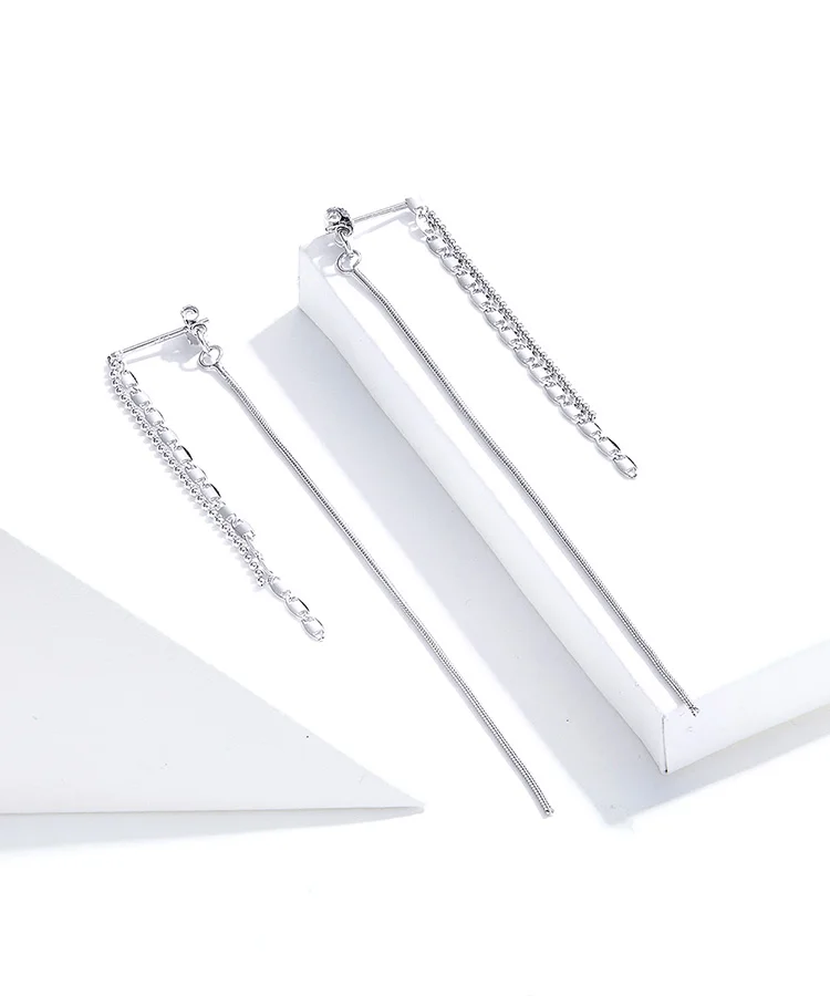 WOSTU Authentic 925 Sterling Silver Ear Threads Earrings For Women Simple Gentle Long Tassels Fashion Jewelry Making FIE790