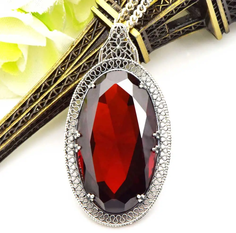 Женское винтажное ожерелье из серебра 100% пробы с подвеской в виде