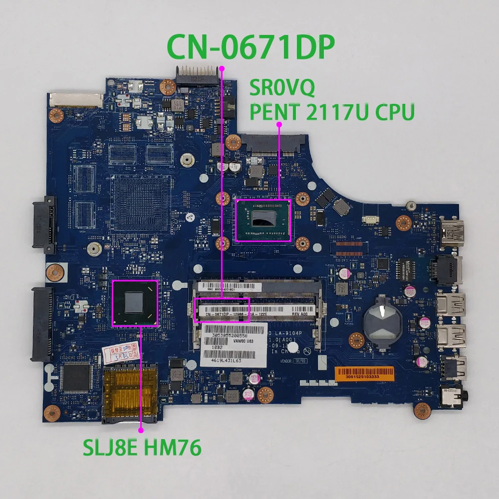 Для Dell Inspiron 15R 3521 5521 CN 0671DP 671DP LA 9104P w 2117U материнская плата с процессором для