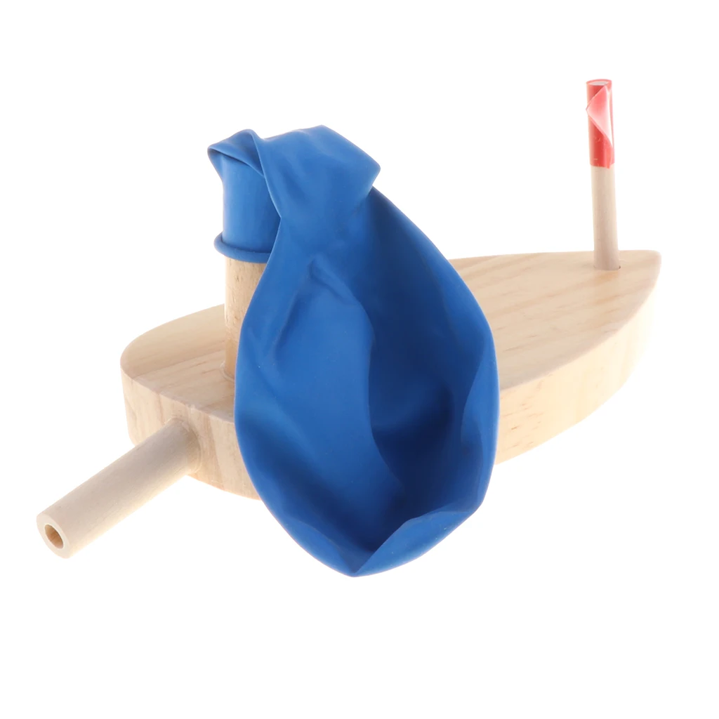 Air Balloon Powered Wooden Boat Toy Childs Gift Physics Science Educational Gifts