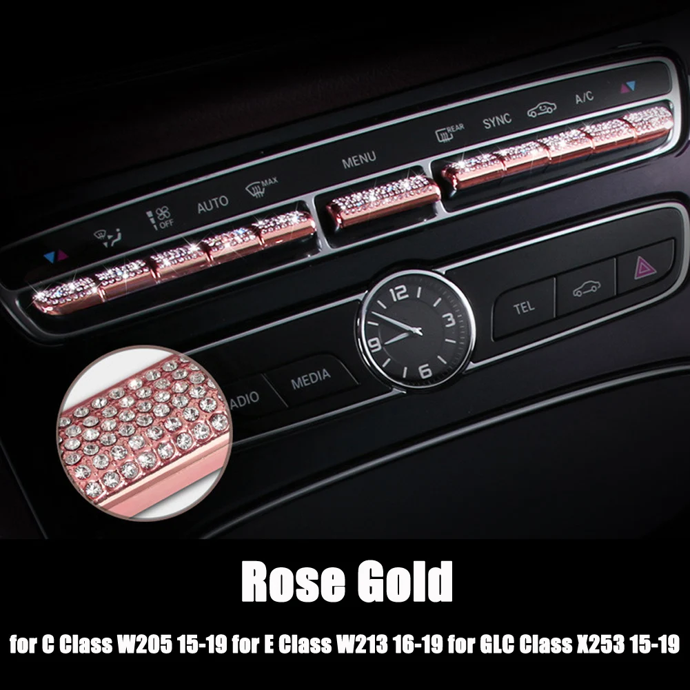 For Mercedes Benz C E GLC Class W205 W213 X253 Car Accessories Interior Center Control Air Condition Buttons Diamond Cover Trim For Mercedes Benz C E GLC Class W205 W213 X253 Car Accessories Interior Center Control Air Condition Buttons Diamond Cover Trim