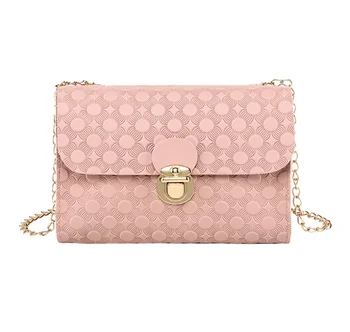 

New Fashion Ladies Women Fashion Satchel Simple Solid Color Chain Square Pack with Lock
