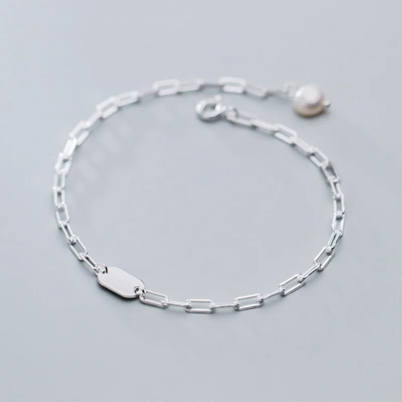 Стерлингового серебра 925 браслет для женщин Рок простая эллиптическая круговая цепь браслеты и браслеты Роскошные ювелирные изделия оптом