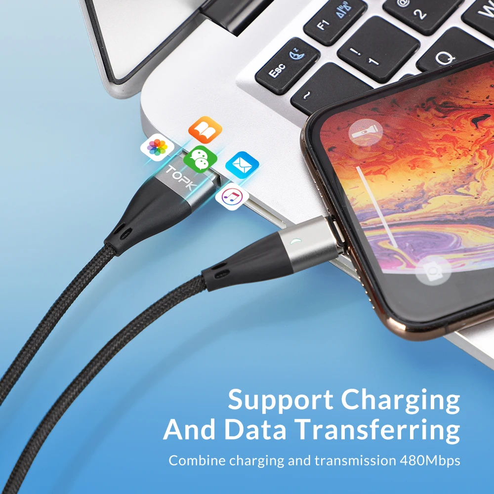 1 м 27 Вт Магнитный usb кабель для быстрой зарядки USB Type C магнитное зарядное