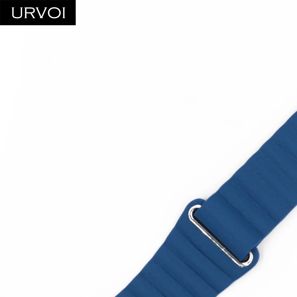 URVOI Leather loop for Apple Watch band for iwatch series 5 4 3 2 1 leather strap with magnet buckle comfortable soft New - Цвет ремешка: Ocean Blue