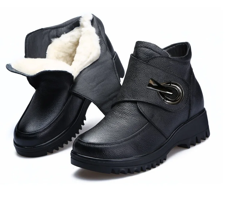SNURULAN/женские зимние ботинки из натуральной коровьей кожи на меху; женские ботильоны на платформе; теплая обувь
