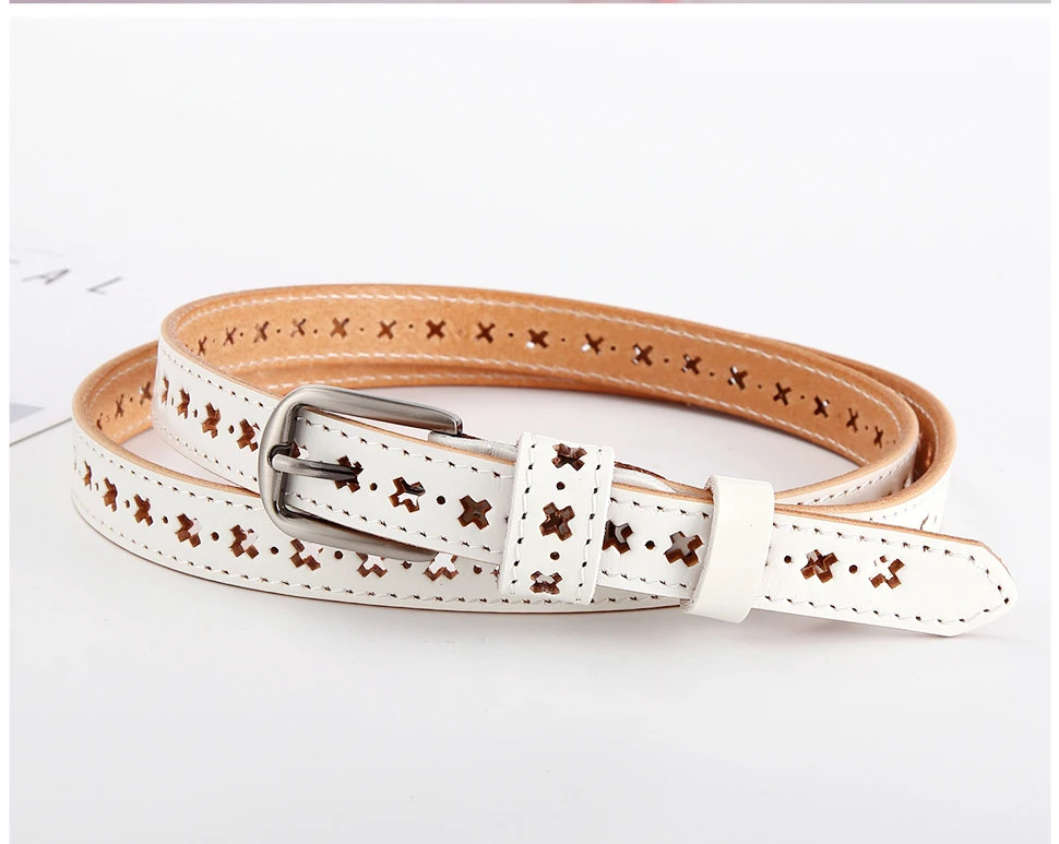 Woman Belts High Quality Cutout Strap Female Genuine Leather Cowhide Belt Adjustable Hollow Out belts for Lady Jeans Waistband