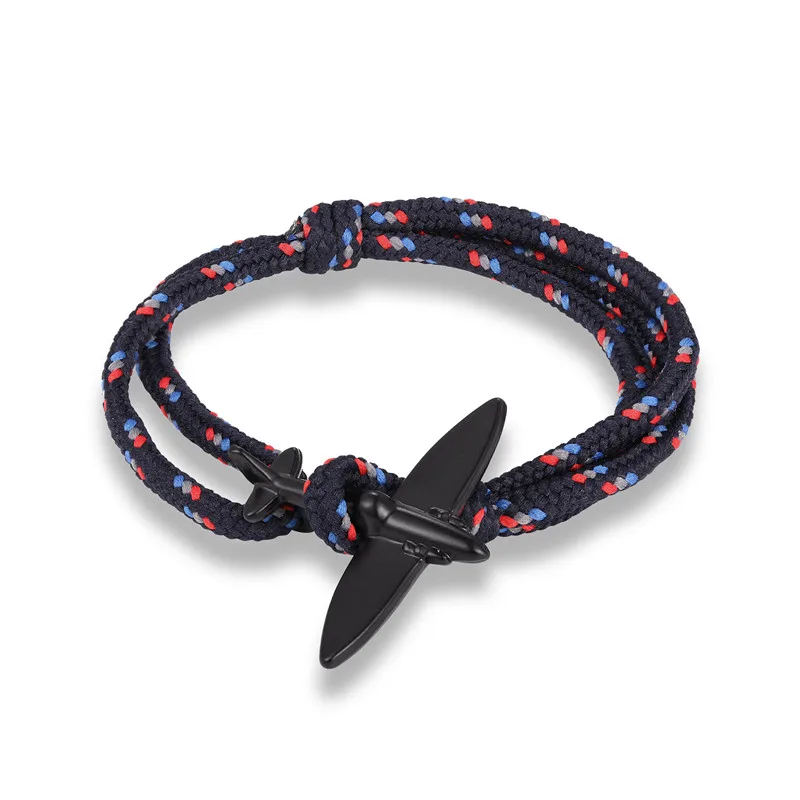 Black Blue Red MKENDN Новое поступление самолет якорь Спорт кемпинг парашют шнур выживания браслет для мужчин и женщин Пряжка в морском стиле модные украшения - Окраска металла: Black Blue Red
