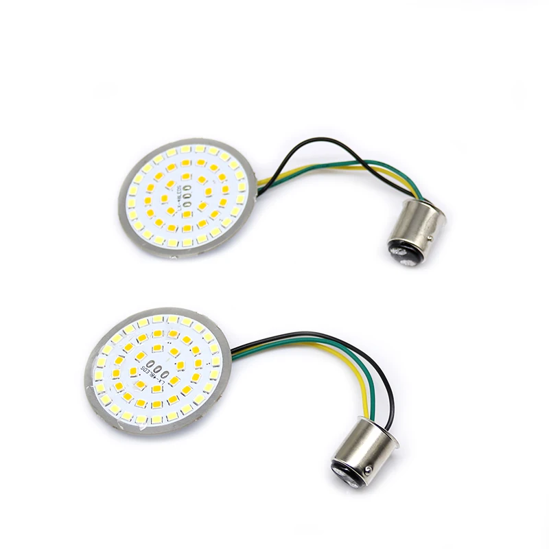 Motorcycle 2" Bullet 1157 LED Inserts Turn Signal Light Panel White/Amber For Harley Sportster 883 1200 Softail Fatboy |
