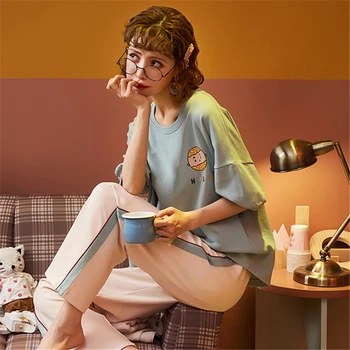 

Women's sexy cotton pants cute pyjamas couple longsleeve animal pajamas women 100% cotton winter short satin dress for sleepwear