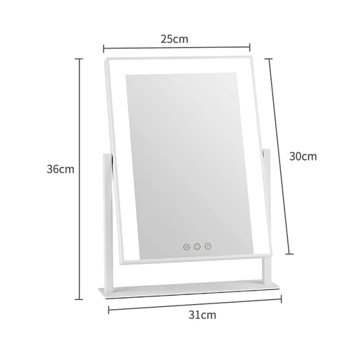 White 25x30cm Голливудское зеркало со светодиодной подсветкой, зеркало для макияжа, полоска света, косметическое дорожное сенсорное управление, дизайн, 10х увеличение, косметическое зеркало - Цвет: White 25x30cm