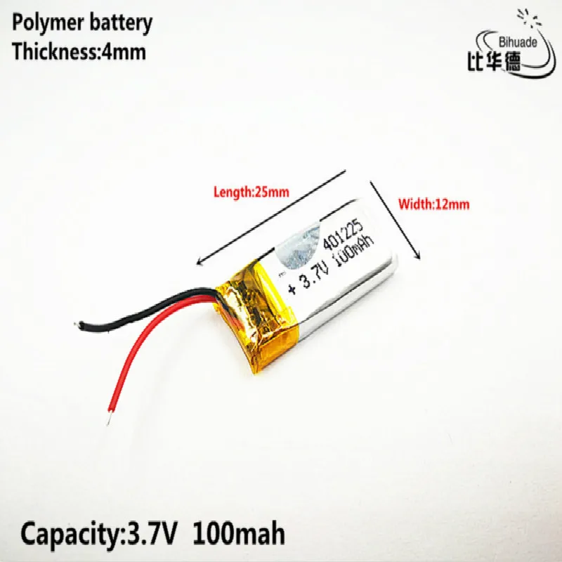 Литиевая батарея хорошего качества 3,7 V, 100 mAH, 401225 полимерный литий-ионный/литий-ионный аккумулятор для игрушки, POWER BANK, gps, mp3, mp4