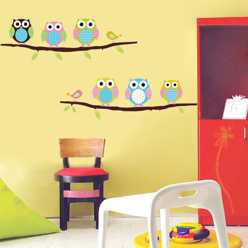 Cartoon Owlet Decorative Wall Stickers For Kids Nursery Rooms Decorations Home Animals Owl PVC Decor Mural Wall DIY Art Decals