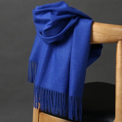 Royal Blue Высококачественные кашемировые шарфы для женщин и мужчин, плотное теплое зимнее пончо, роскошная шерстяная Пашмина, женский длинный зимний шарф, шаль, палантин - Цвет: Royal Blue