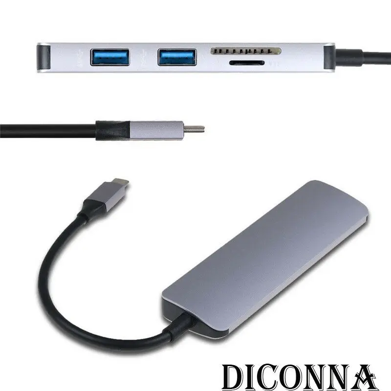 Горячая Распродажа, 5 в 1, USB-C, эспандер-концентратор type-C, концентратор USB C, 5 в 1, USB-C-4 K, HDMI, USB 3,0, SD, TF, кардридер, адаптеры, Конвертеры