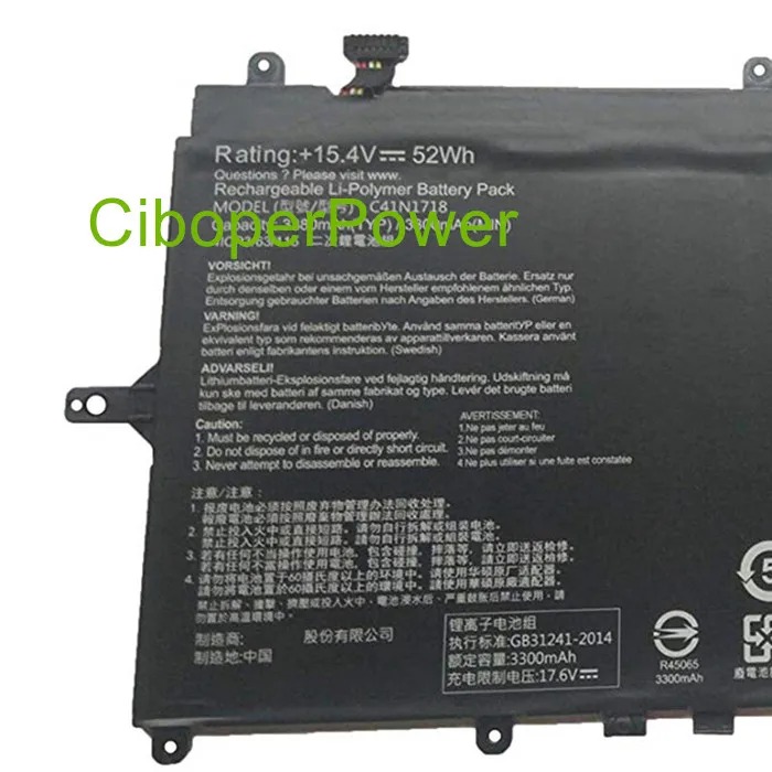 Original quality 52Wh C41N1718 Battery for TP370Q TP370QL Series Laptop