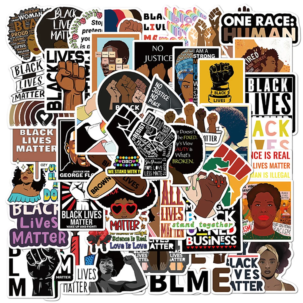 

50PCS Black Lives Matter Stickers Graffiti Travel Luggage Guitar Fridge Laptop Waterproof Cool Classic Decal Sticker for Kids