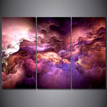 

3 Pieces Psychedelic Pink Clouds Wall Art Home Decoration Picture For Living Room Posters Canvas Painting