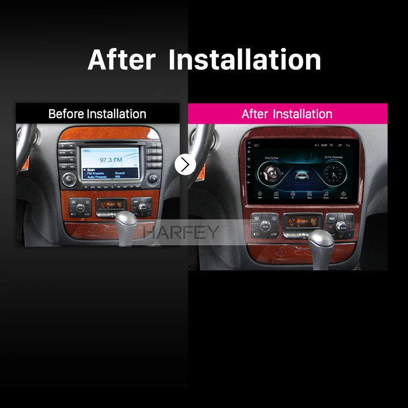 Clearance Harfey Car 2Ddin 9" HD Android 8.1 Autoradio GPS Player For Mercedes Benz S Class W220 S280 S320 S350 S400 S430 S500 1998-2005 1