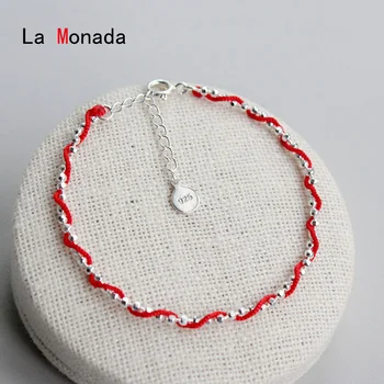 

La Monada Red Thread For Hand 925 Sterling Silver Bracelets For Women String Silver 925 Women Bracelet Bead Red Rope Bracelet