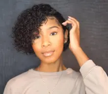 Pre arrancado corte Pixie peluca 250% para las mujeres negras Pixie Peluca de cabello humano nudos blanqueados corto de la onda de agua de Bob de fuente peluca Remy