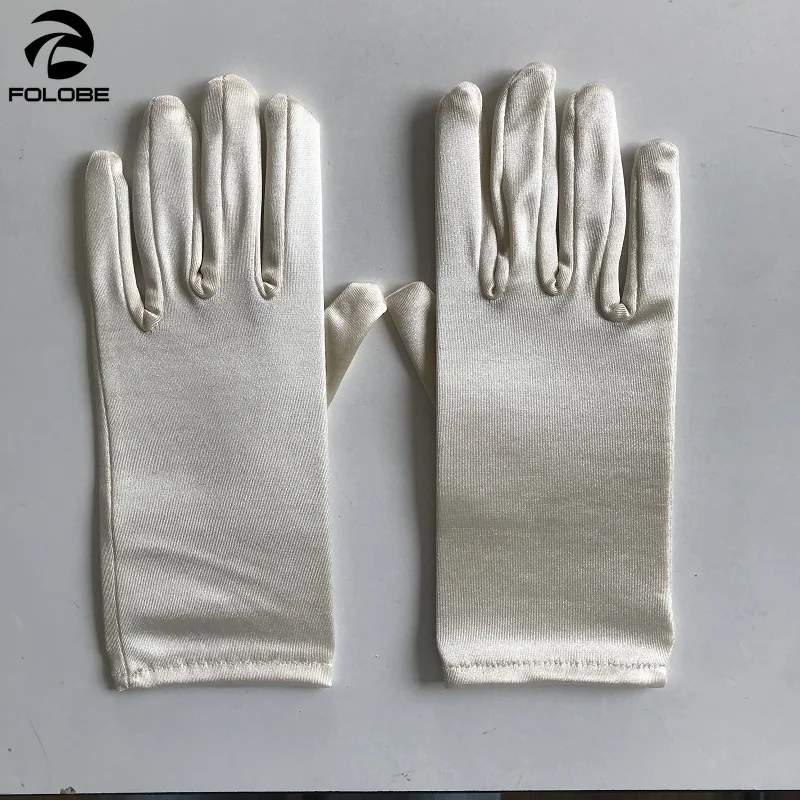 Wedding Dress Gloves Short White/Ivory/Champagne Wedding Gloves Finger for Women Wrist Satin Cuffs