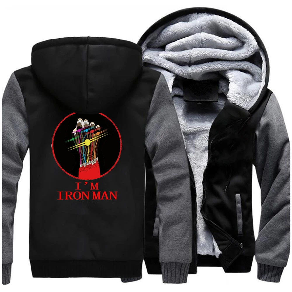 Толстовки с капюшоном I Am iron man, Tony Stark, Infinite War,, осенне-зимняя теплая толстовка, уличная одежда из плотного флиса, мужская повседневная куртка