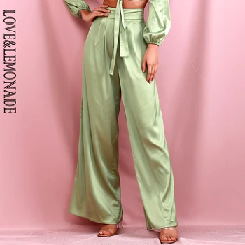 

LOVE & LEMONADE Light Green High Waist Wide Leg Loose Long Pants Spring LM82199-PANTS